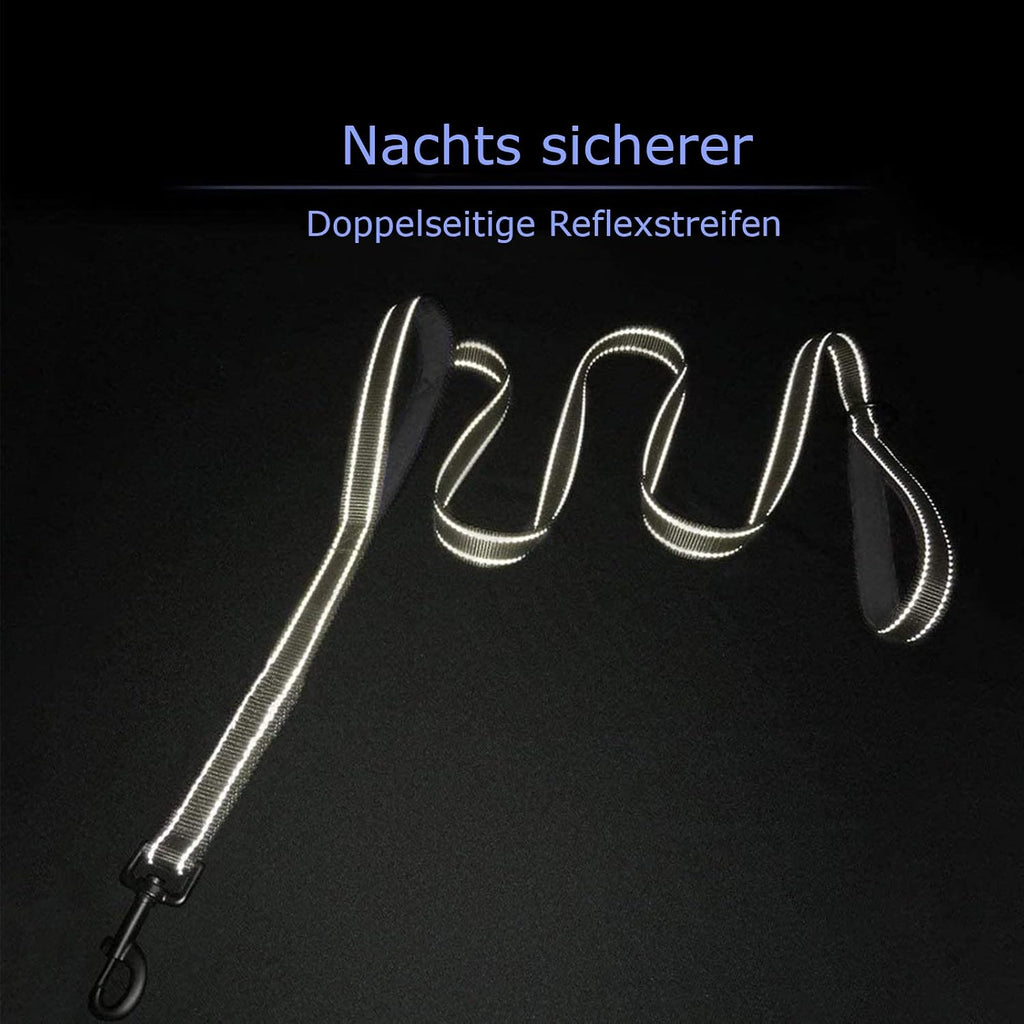 Reflektierende Hundeleine mit gepolsterter Handschlaufe 1,5m-1,8m