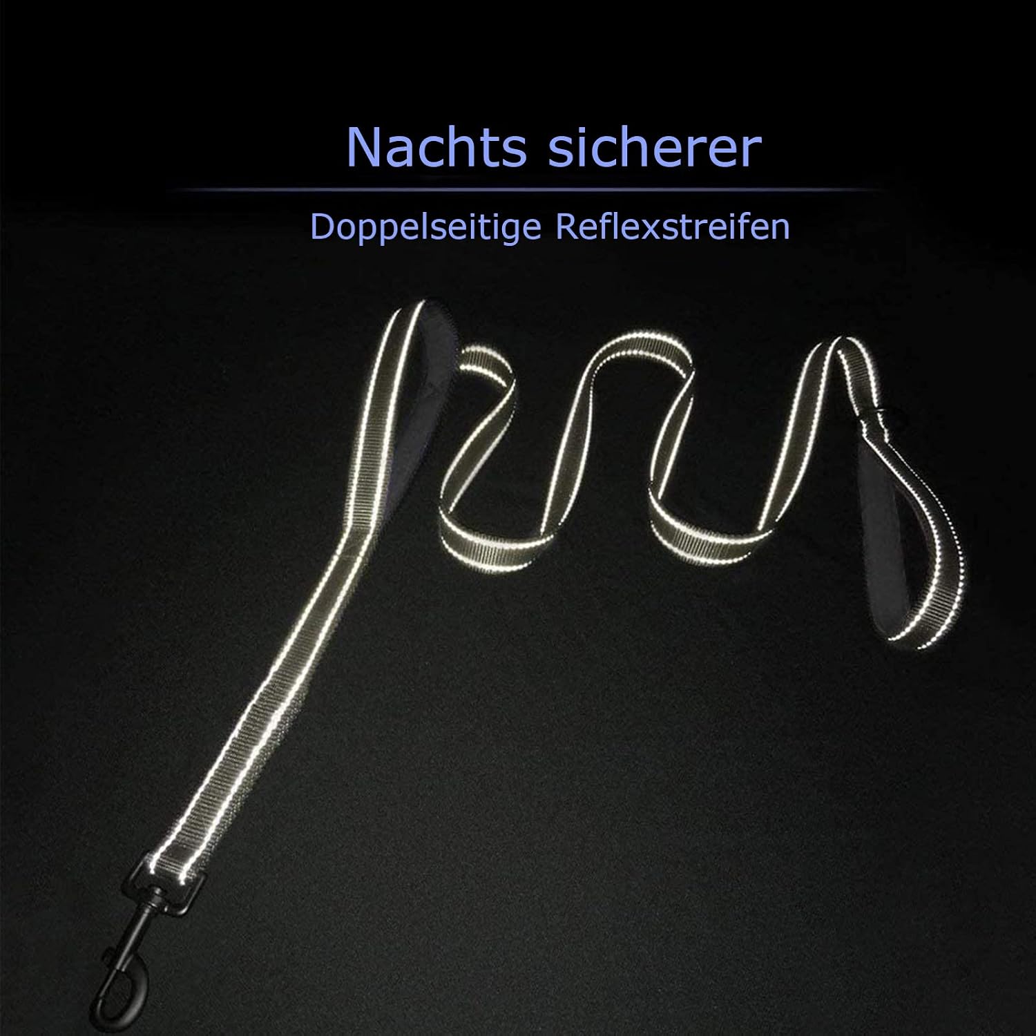 Reflektierende Hundeleine mit gepolsterter Handschlaufe 1,5m-1,8m