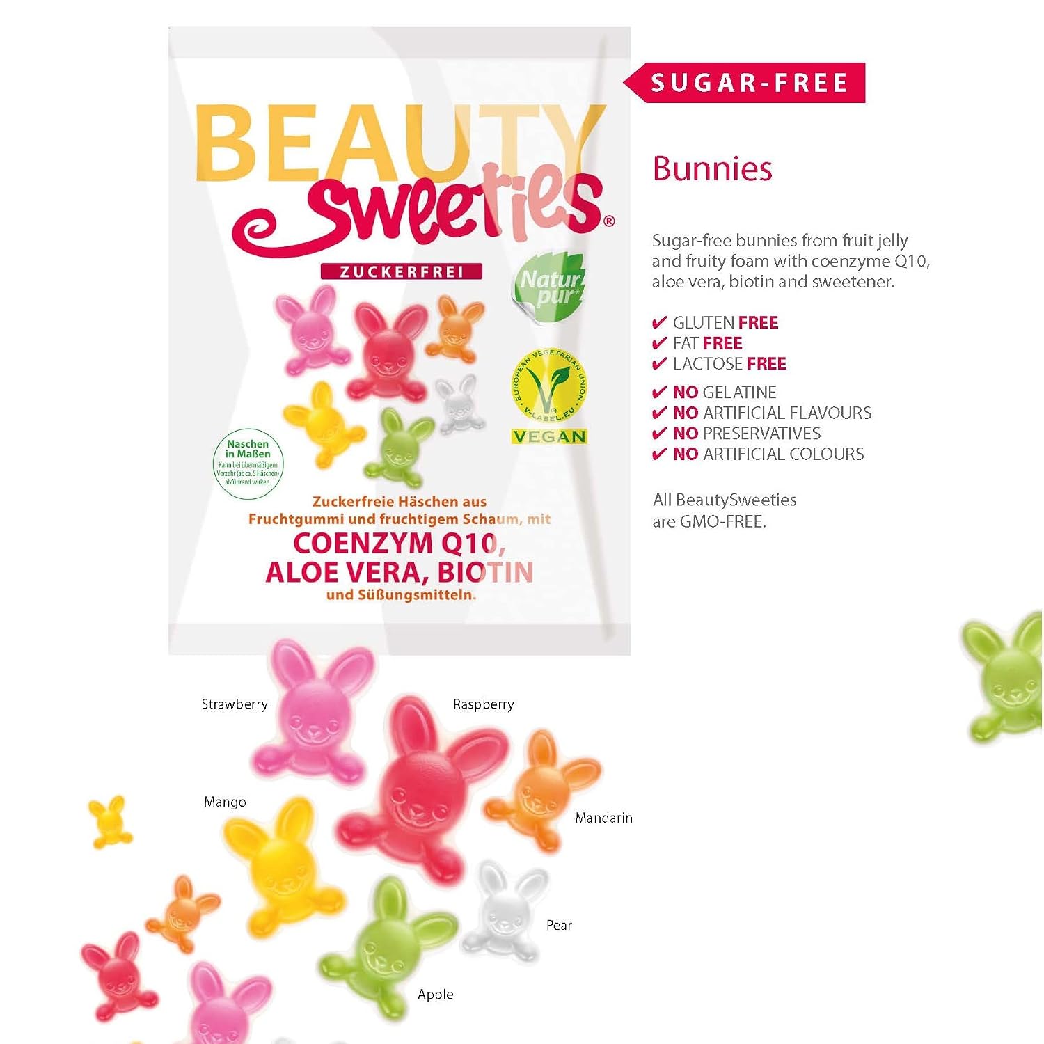 Beautysweeties Zuckerfreie Fruchtgummi Hasen vegan