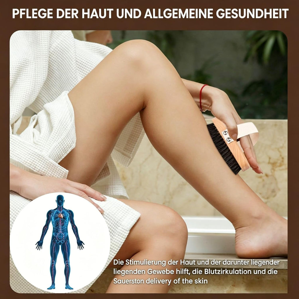 Trockenbürste Holz mit Naturborsten Massagebürste für Körperpflege