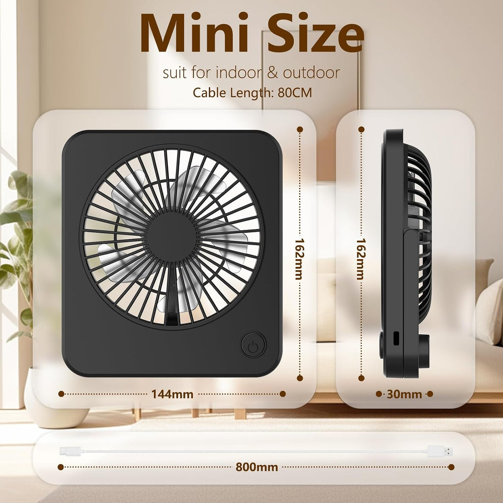Hianjoo USB Tischventilator leise 3 Geschwindigkeiten schwarz, USB-Stromversorgu