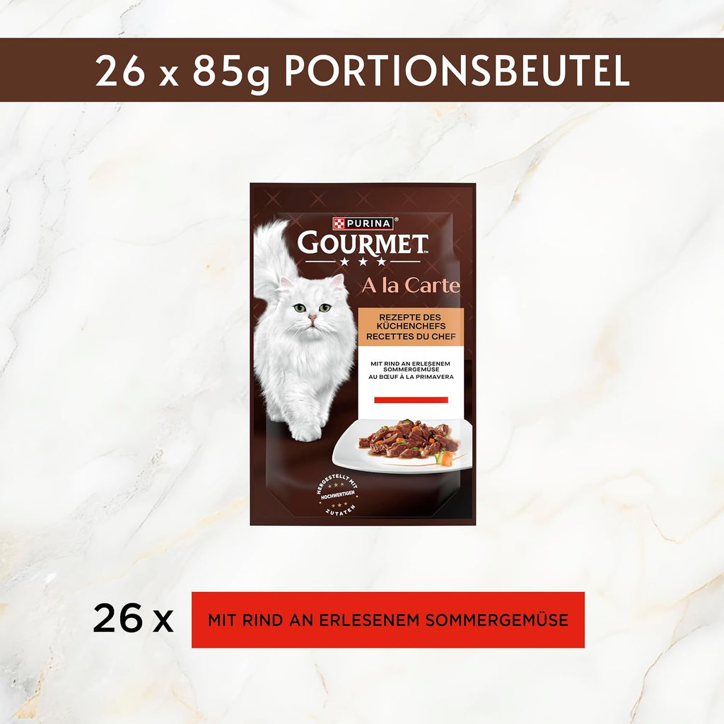 Gourmet A la Carte Nassfutter Katzen Huhn Spinat Pasta-Perlen 26x85g