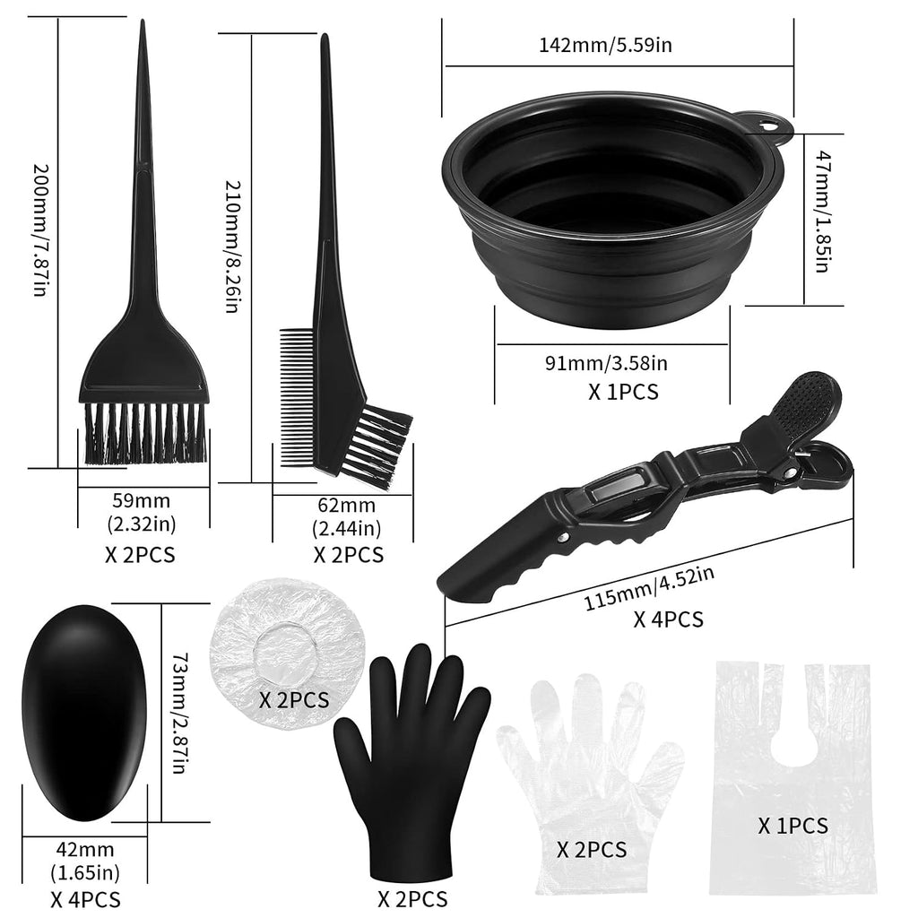 Haarfaerbe Set 9-teilig mit Pinsel Kamm Schale Handschuhe Buerste