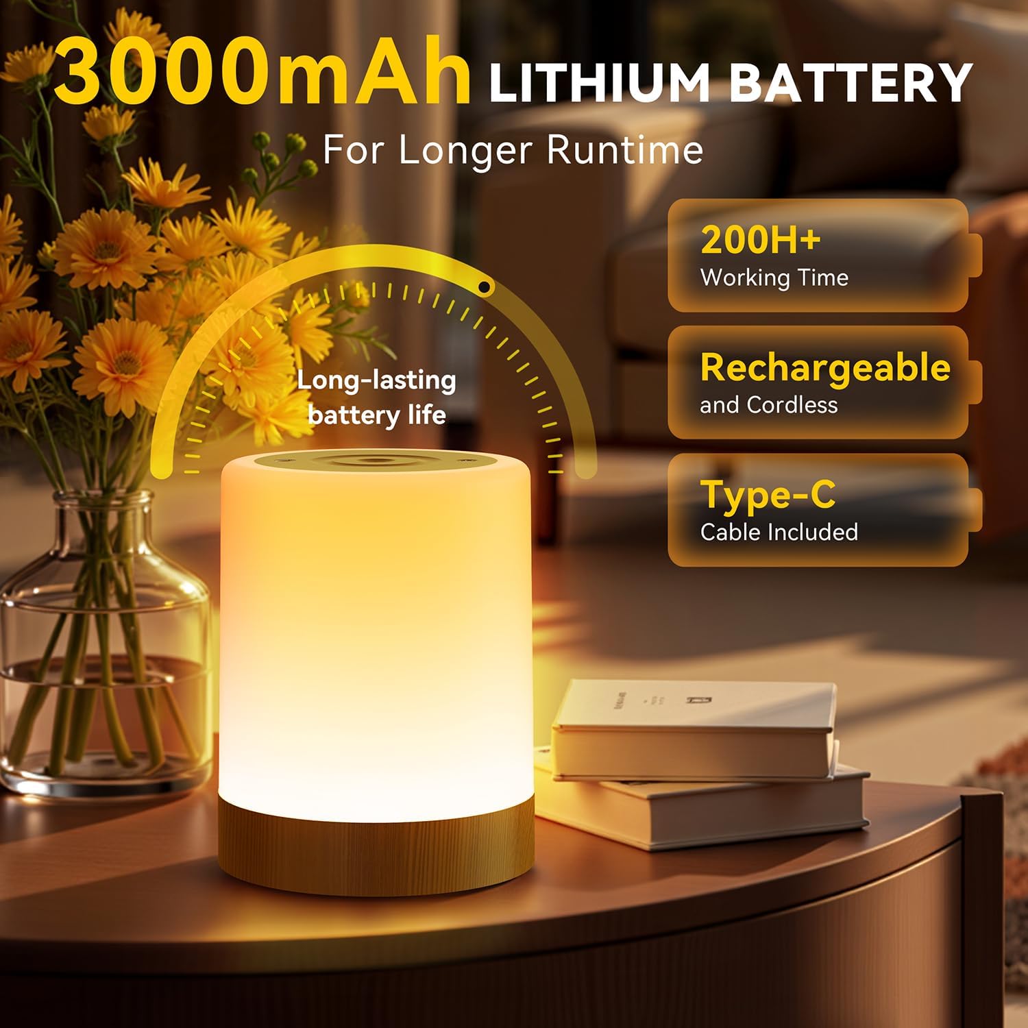 Auxmir Nachtlicht Touch dimmbar 256 RGB Farben, 3000mAh, kabellos