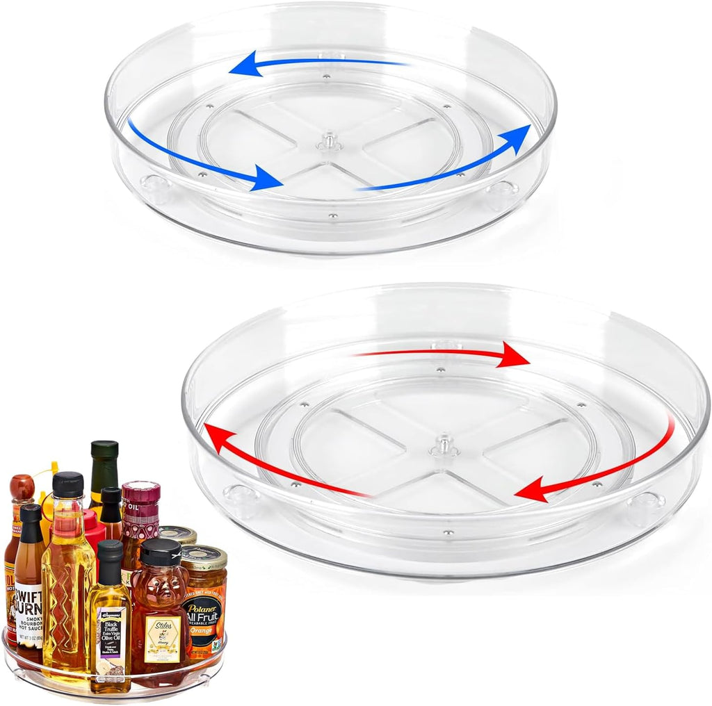 Drehteller Kuehlschrank Organizer 23,5cm Lazy Susan 360° drehbar transparent