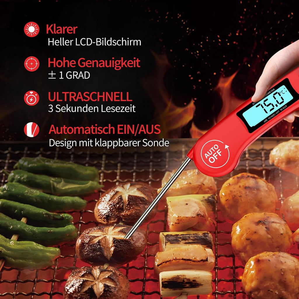 DOQAUS digitales Fleischthermometer mit langer Sonde LCD 3s Messung