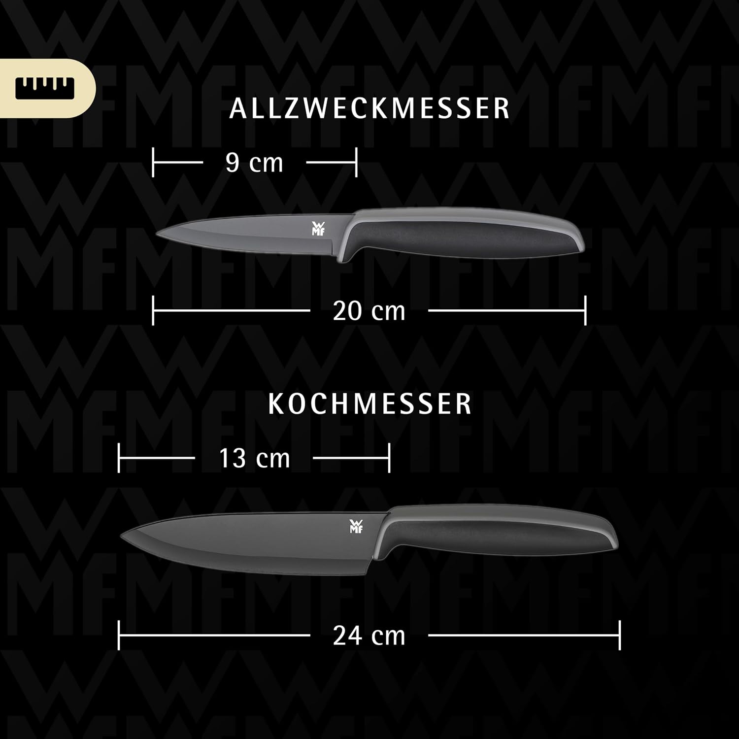 WMF Touch Messerset 2-teilig Kochmesser & Gemuesemesser Antihaft Schwarz