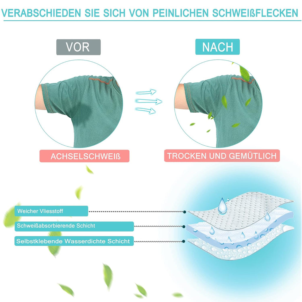 80er Selbstklebende Achselpads Baumwolle Schweisspads Unsichtbar fuer Damen Herren