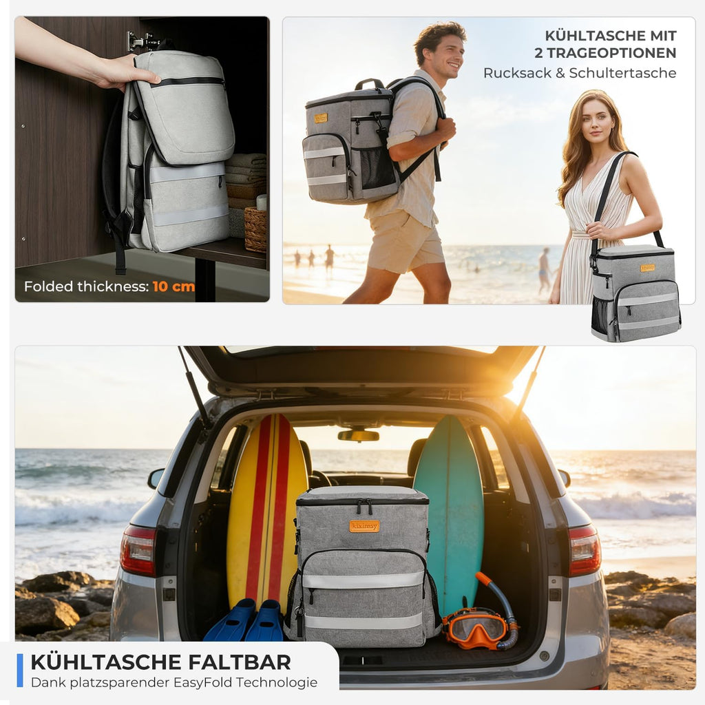 faltbare Kuehltasche isoliert wasserdicht auslaufsicher 24+ Std Kuehlbox