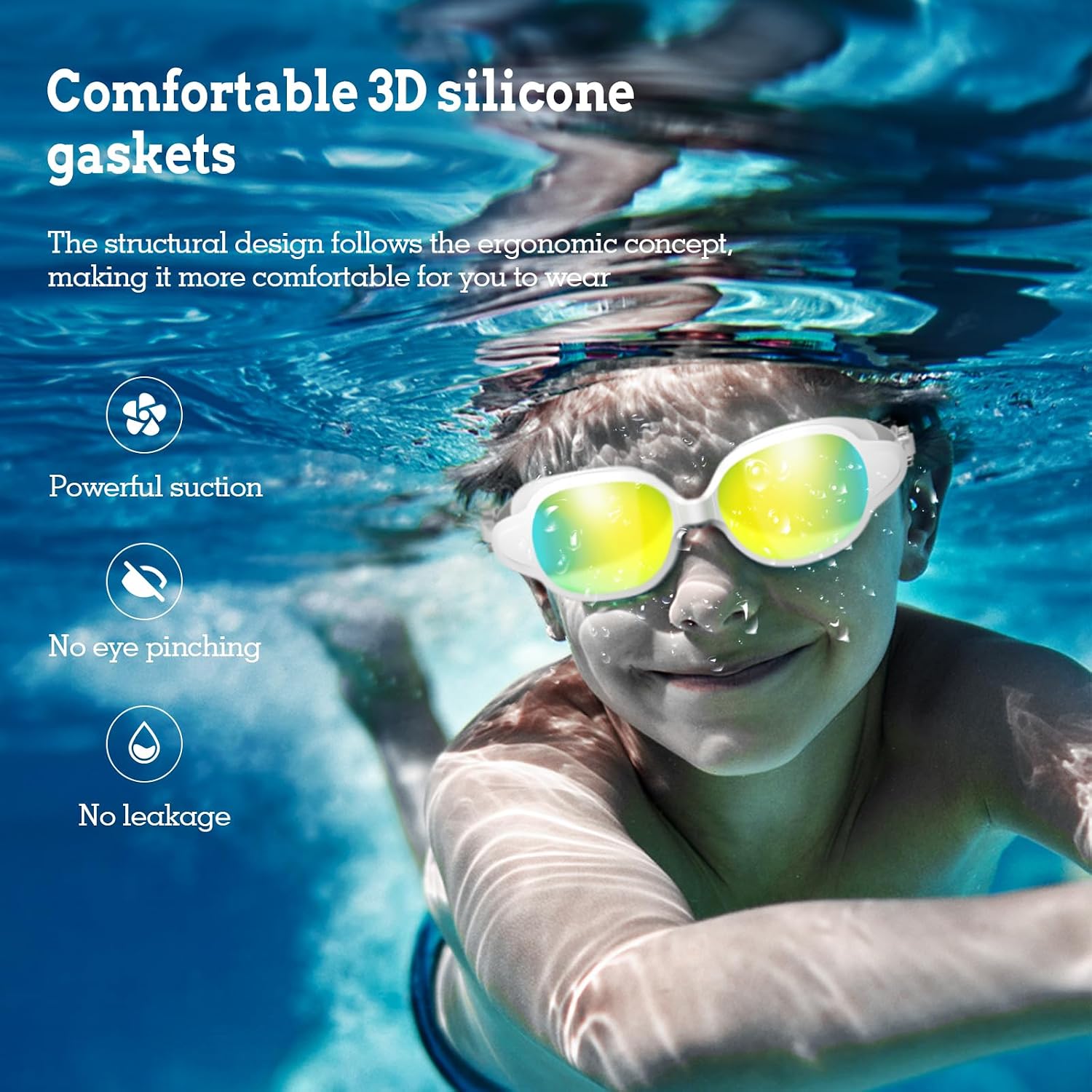 Schwimmbrille Unisex Einstellbar Anti-Fog UV-Schutz Wasserdicht