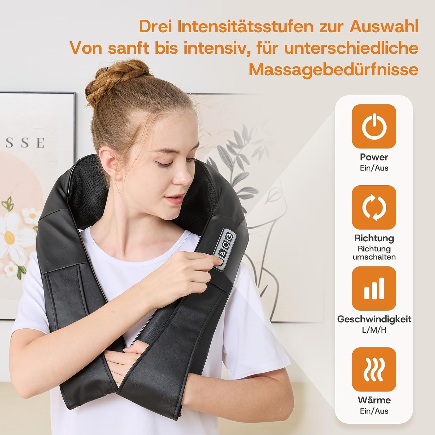 Shiatsu Nackenmassagegeraet elektrisch mit Waerme fuer Nacken Schulter Ruecken