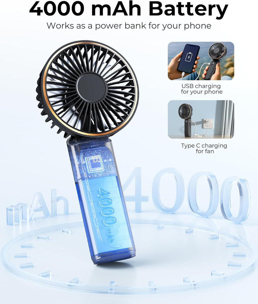 Mini Ventilator tragbar 4000mAh 180° verstellbar 6 Stufen mit Powerbank LED-Disp
