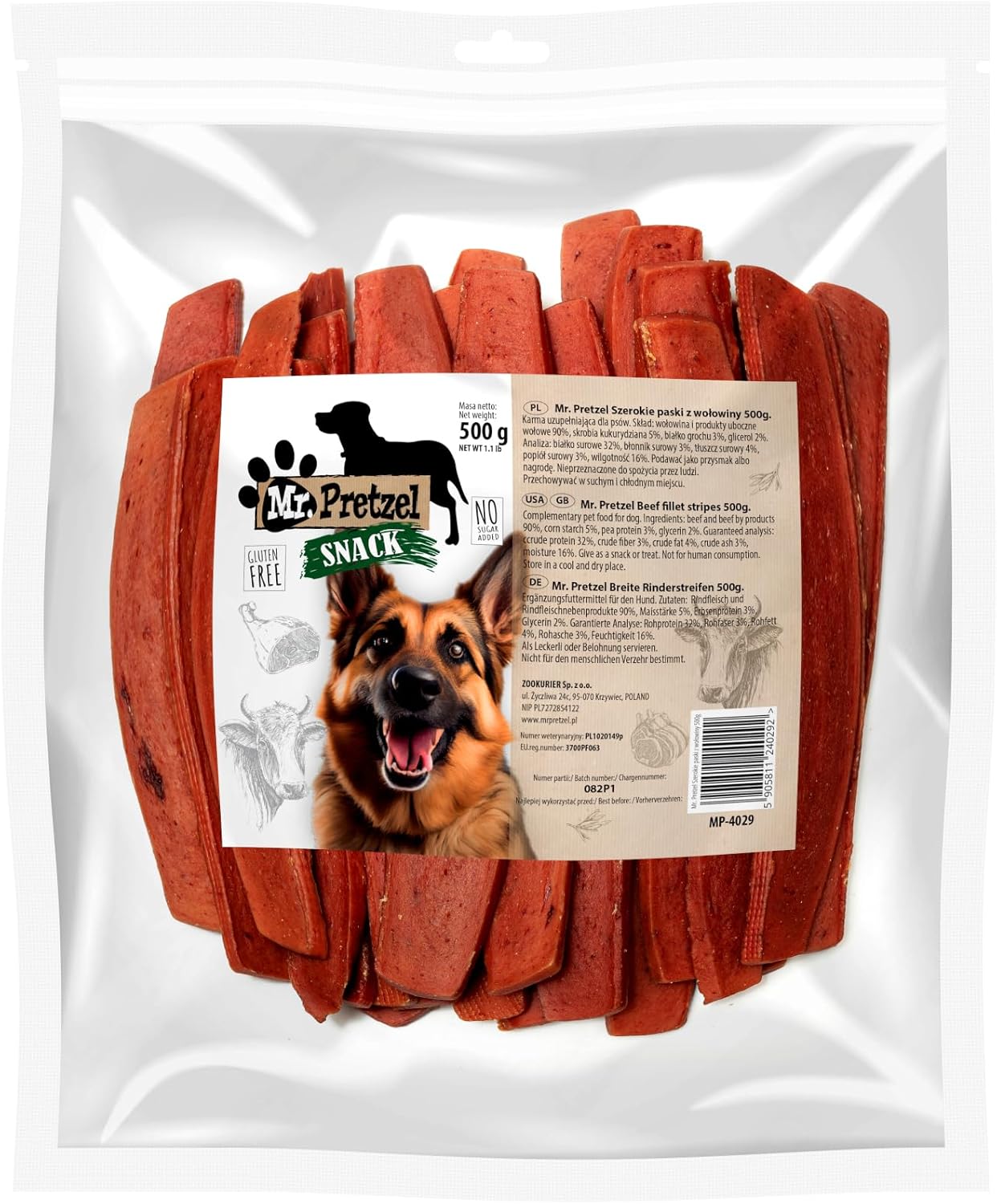 Rinderstreifen Hund 500 g Kausnack ohne Getreide Zucker Zusätze