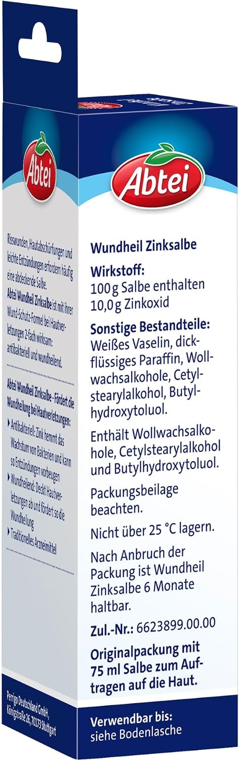 Abtei Wundheil Zinksalbe - Salbe mit Zink zur Wundheilung - antibakteriell und e