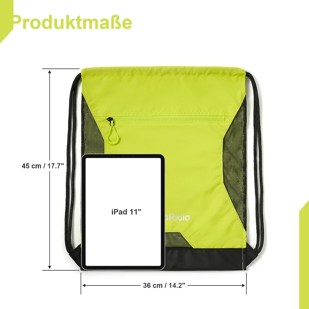 Sportbeutel Turnbeutel 36x45x7 cm Unisex Rucksackbeutel Schwarz/Grau/Gruen