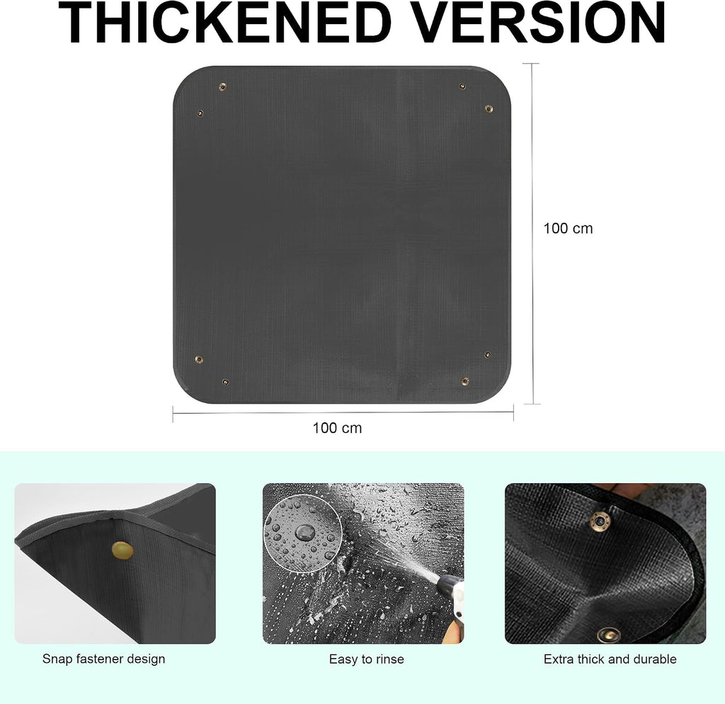 Umtopfmatte 100×100 cm Schwarz faltbar PE mit Kupferhaken