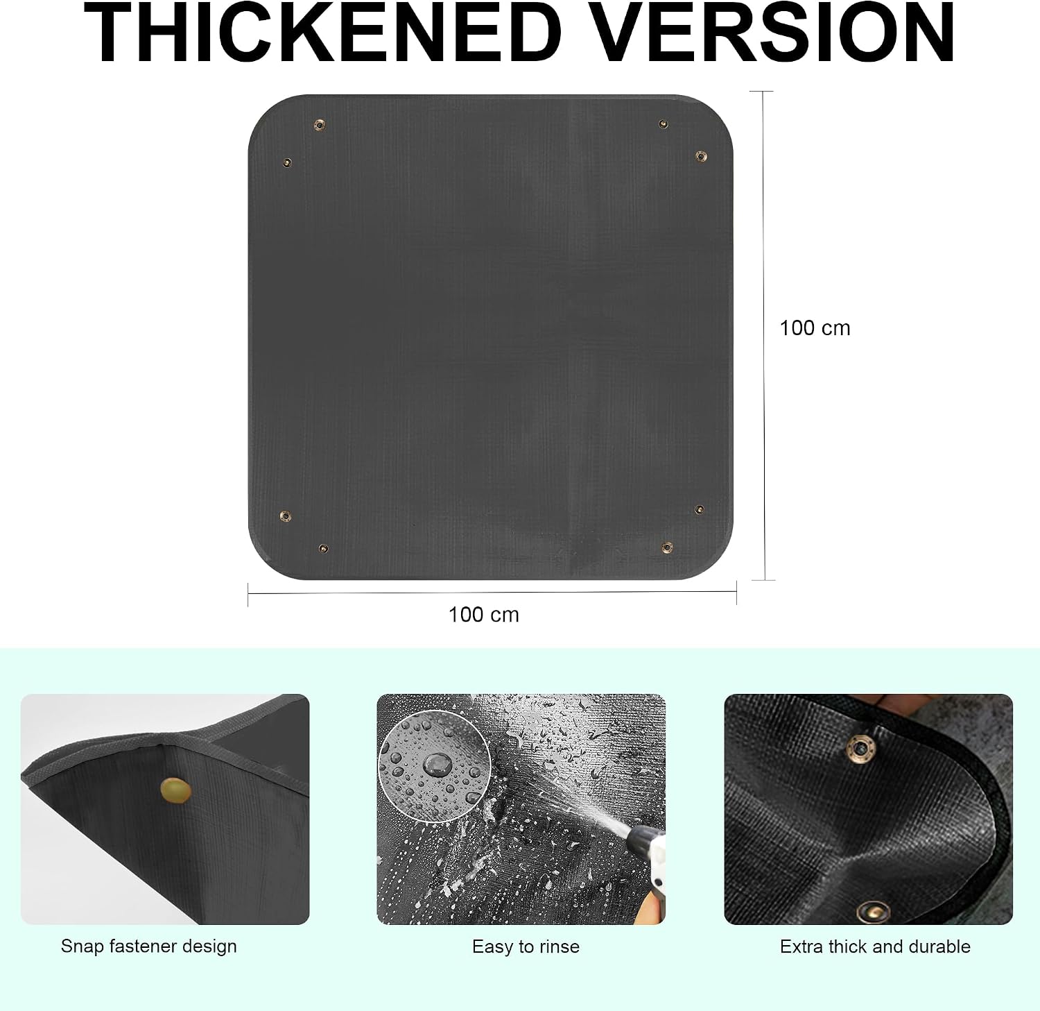 Umtopfmatte 100×100 cm Schwarz faltbar PE mit Kupferhaken