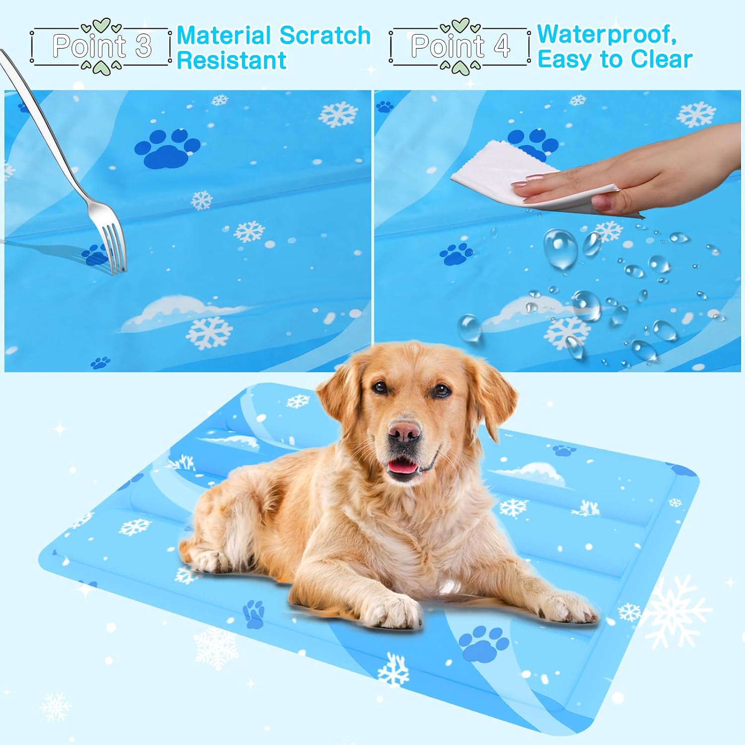 Kuehlmatte fuer Hunde Katze selbstkuehlend kratzfest mit ungiftigem Gel 3cm-15cm