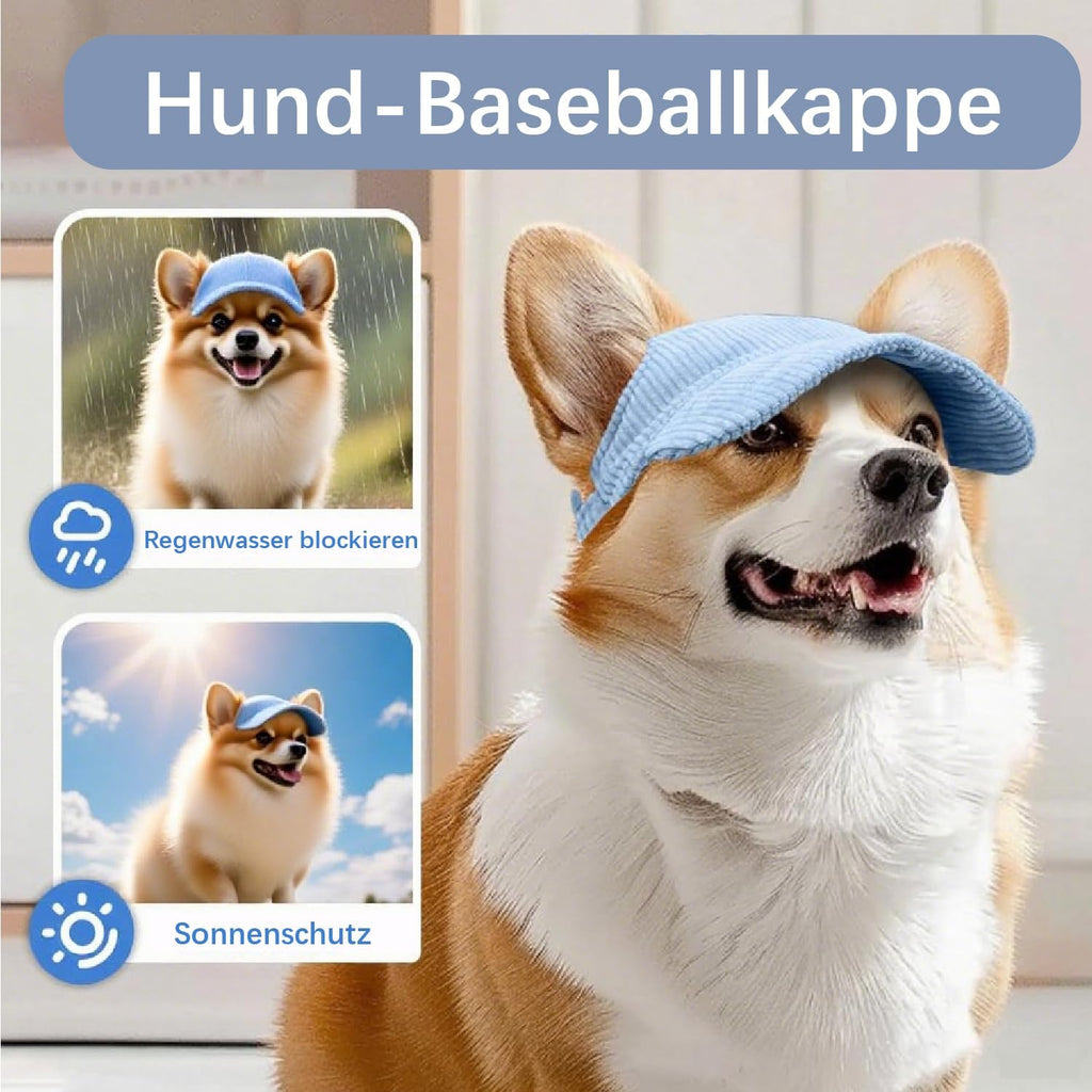 Hundesonnenhut mit Ohrloechern - Baseballmuetze fuer Welpen und Hunde