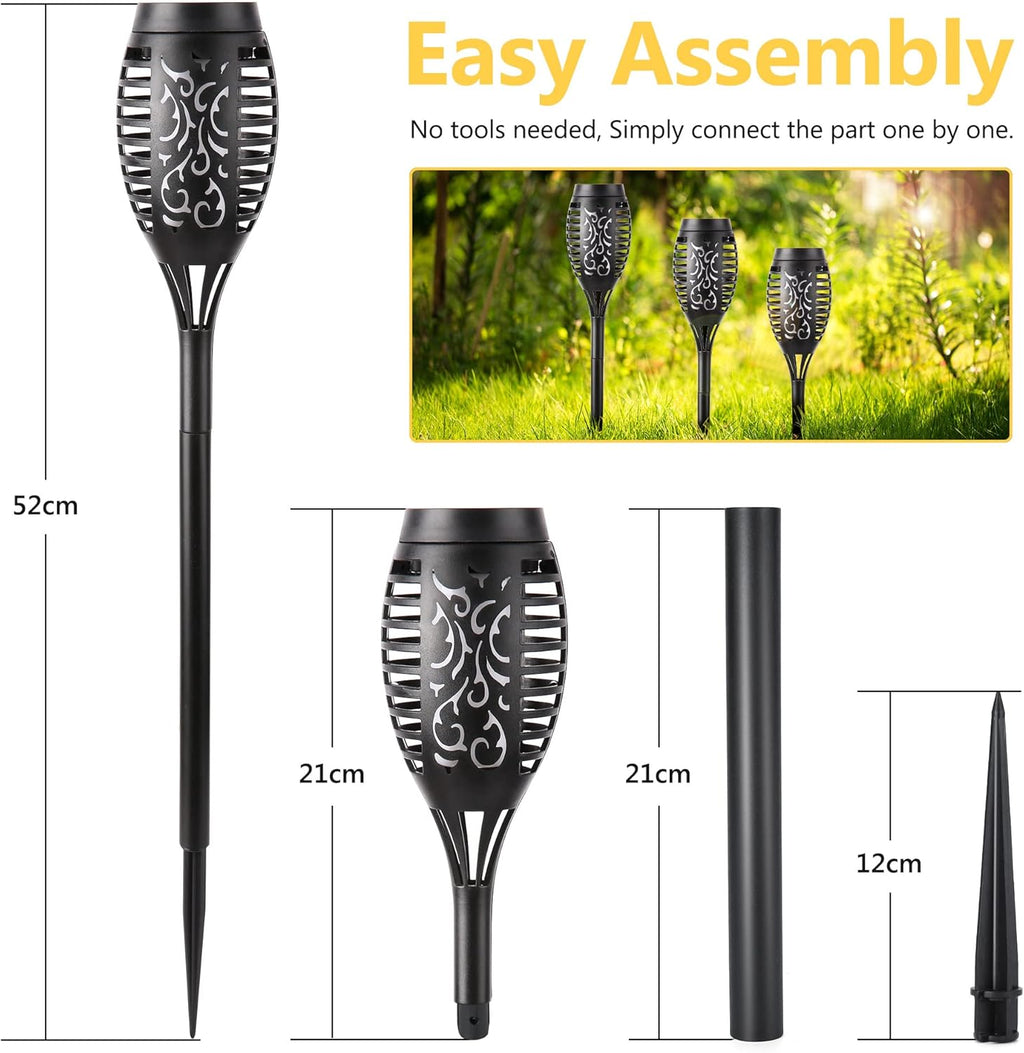 Geemoo Solar-Fackeln 6er Set mit Flammeneffekt, IP65 Wasserdicht, Garten