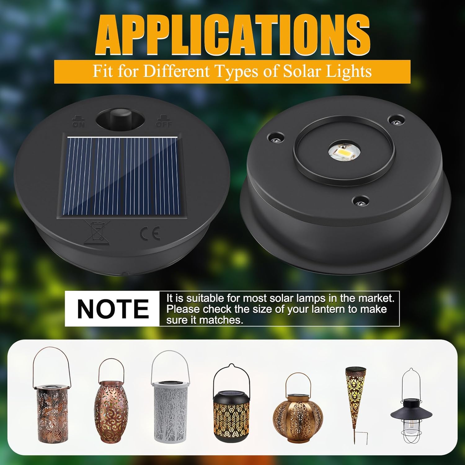 Solarleuchte Ersatzdeckel 7cm-8cm mit LED Solarpanel wasserdicht, 6 Stueck