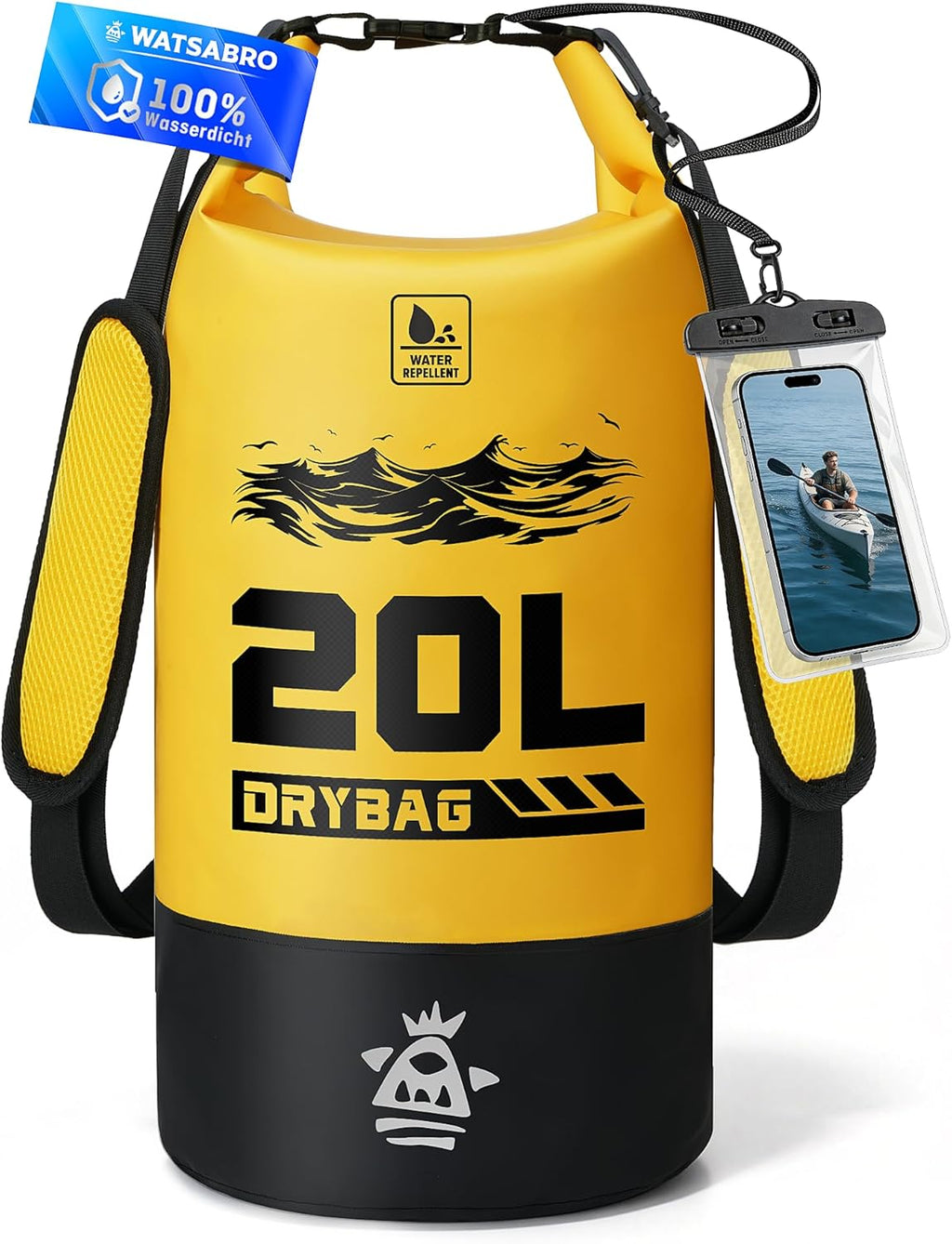WATSABRO Dry Bag wasserdichte Tasche Rucksack + wasserdichte Handyhuelle