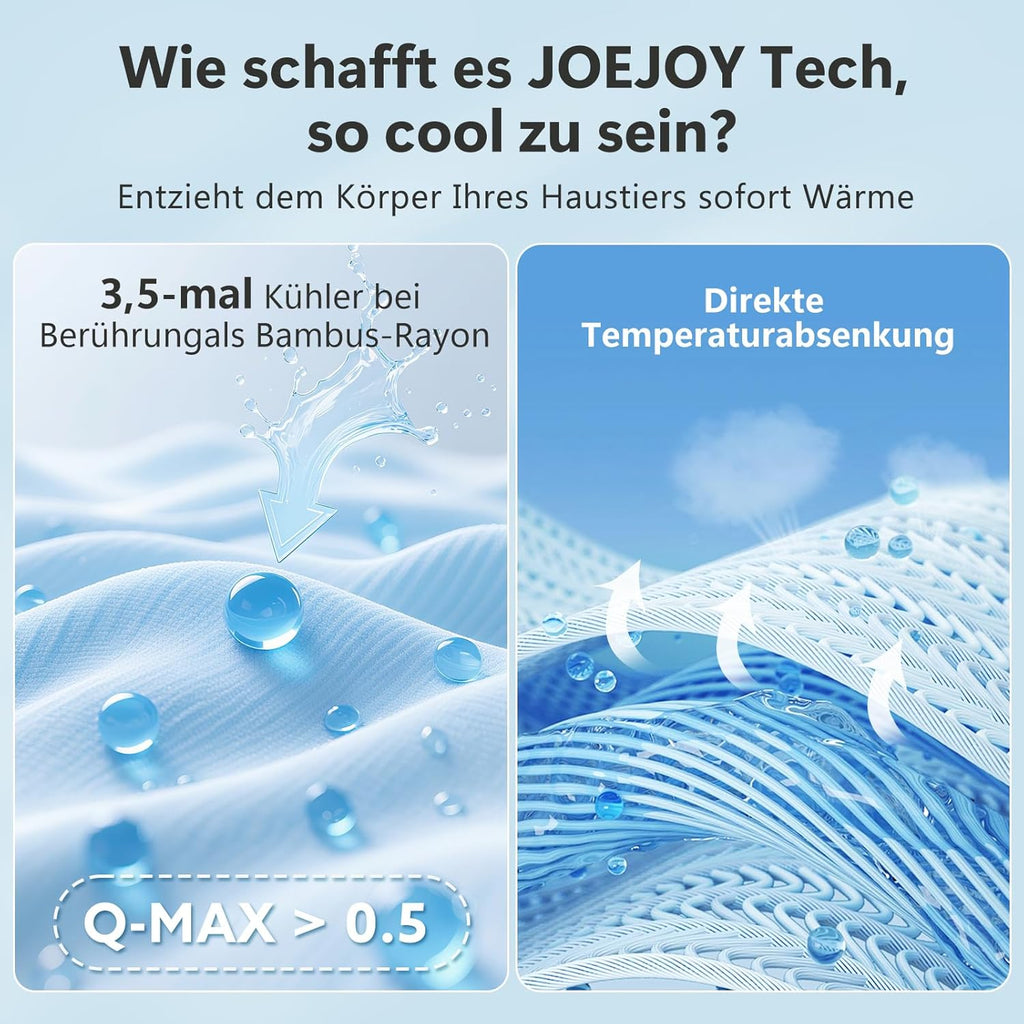 JOEJOY Kuehlmatte fuer Hunde 65x50 cm - selbstkuehlend, waschbar, Grau, 40cm-70cm
