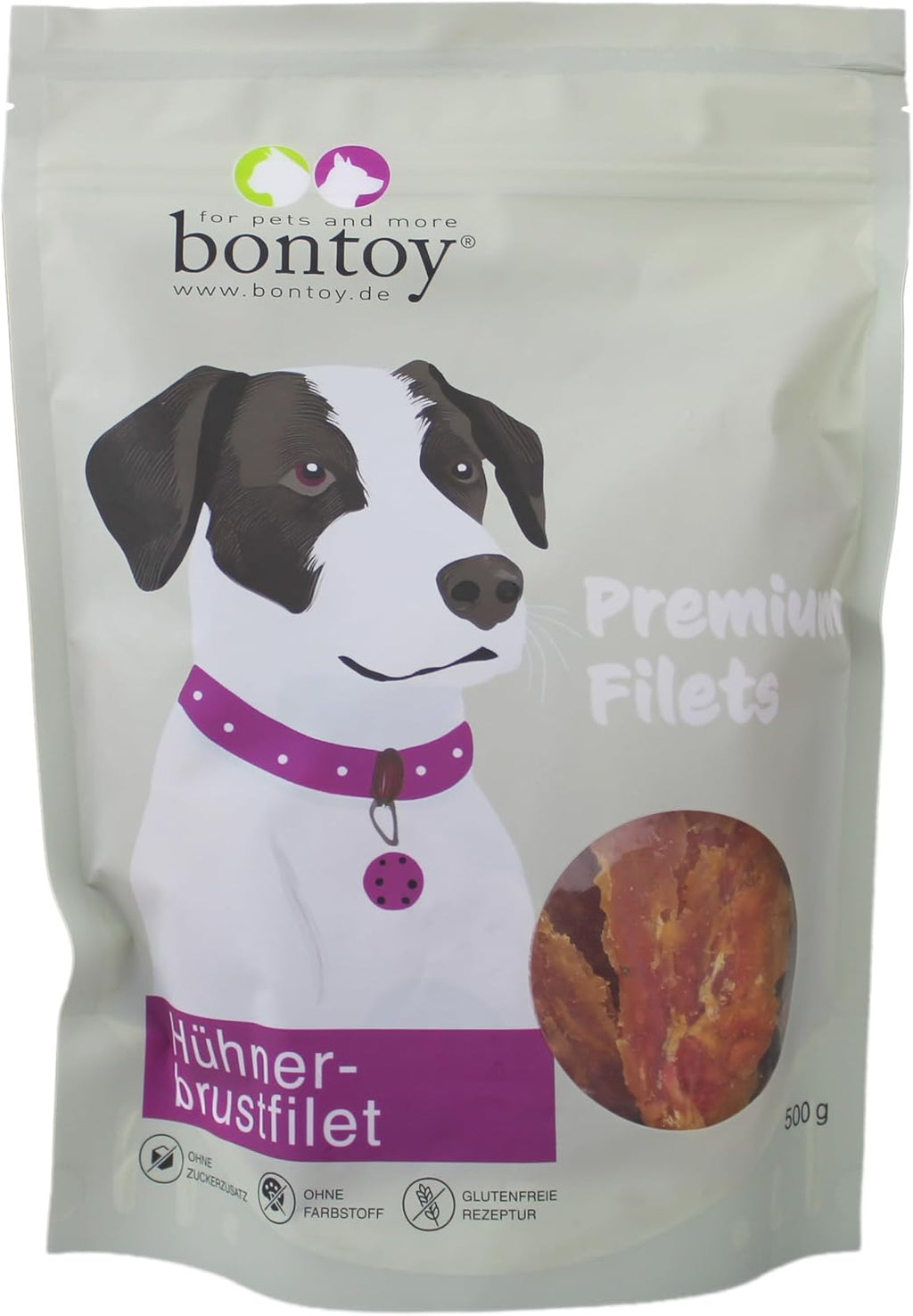 BONTOY Hähnchenbrustfilet 500 g Luftgetrocknet Hundesnack wiederverschließbar