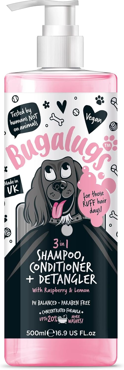 BUGALUGS Hundeshampoo 3‑in‑1 Reinigung Pflege Entwirrung Himbeer Zitrone -5