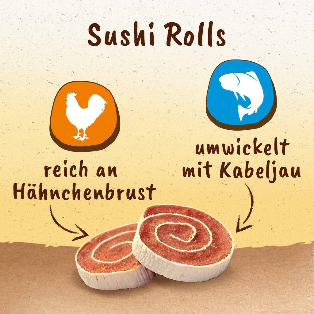 Hunde Snacks 8in1 Tasties Sushi Rolls glutenfrei Kabeljau Haehnchenbrust