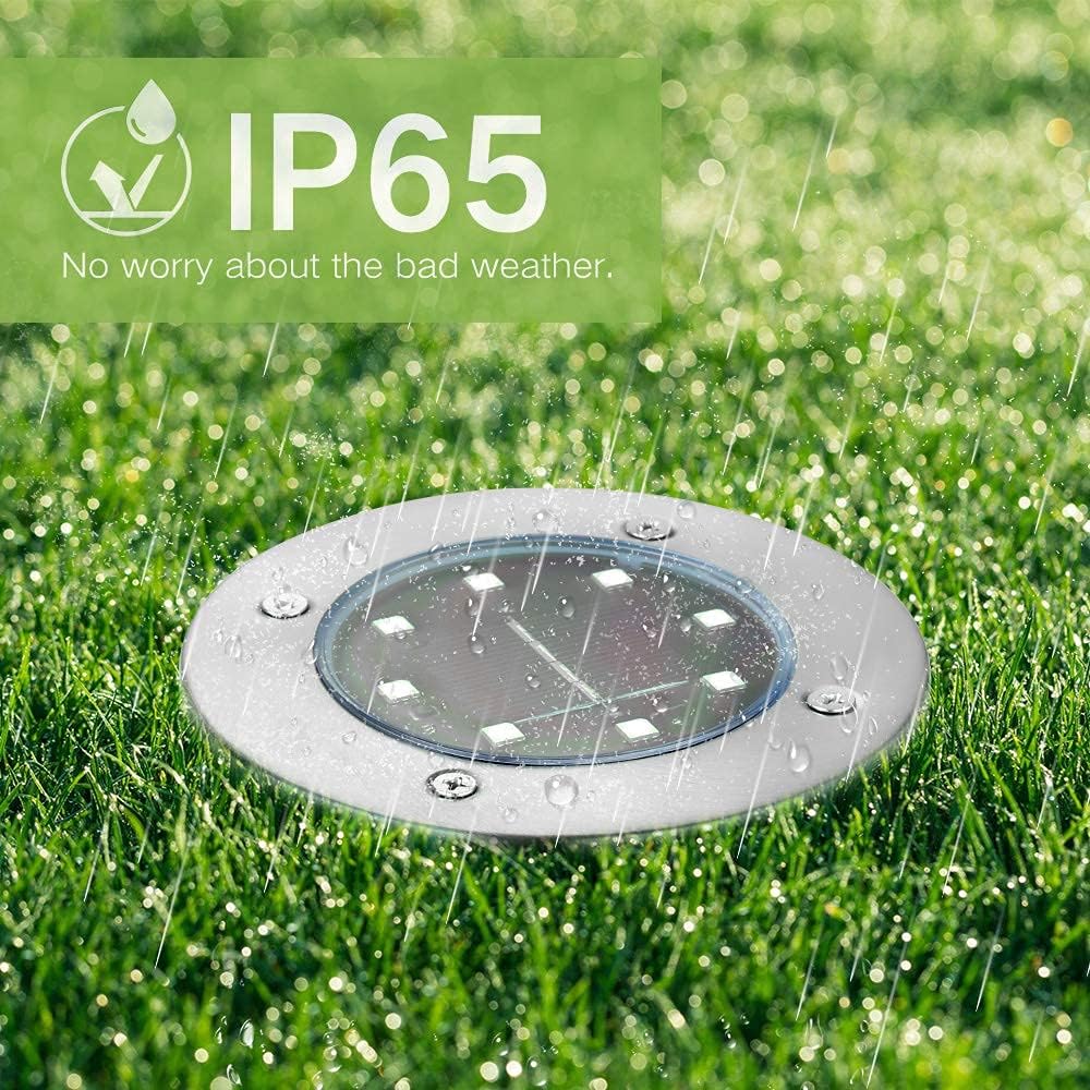 Joomer 12er Solar Bodenleuchten Aussen 8 LEDs 3000K Warmweiss IP65 Garten