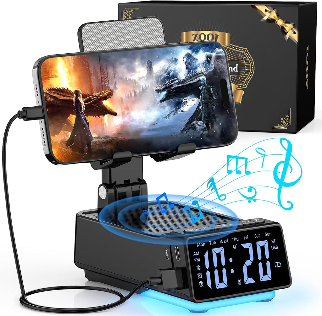 ZOOI Bluetooth Lautsprecher mit Handystaender Geschenk fuer Maenner