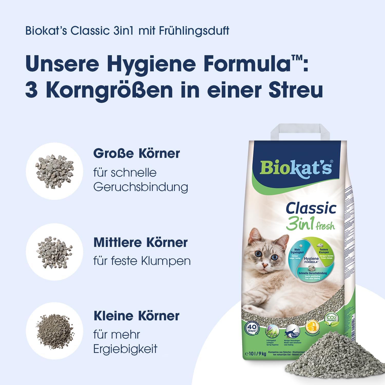 Katzenstreu Biokat's Classic Fresh 3in1 10- Klumpend Fruehlingsduft
