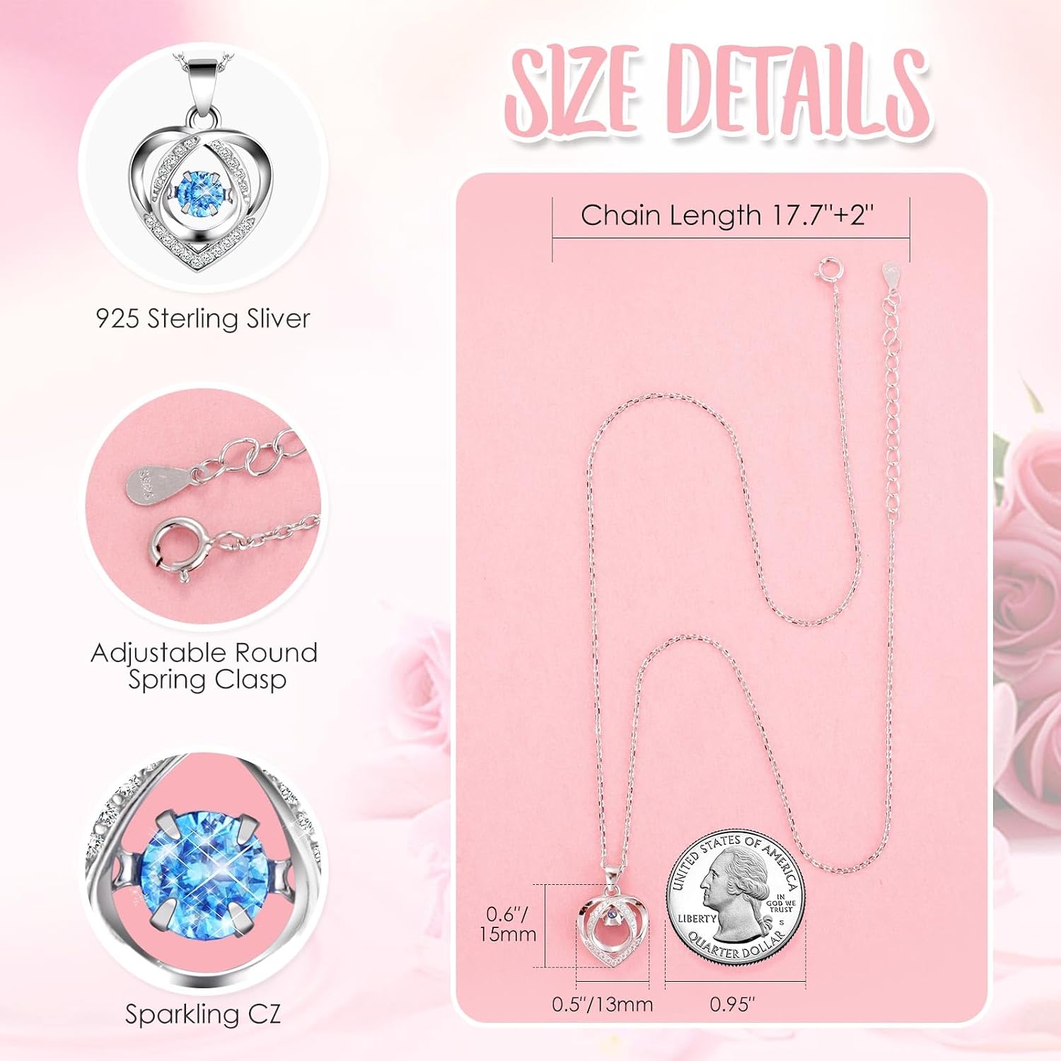 ADDWel Ewige Rose in Box mit 925er Silber Herzkette - Konservierte Infinity Rose