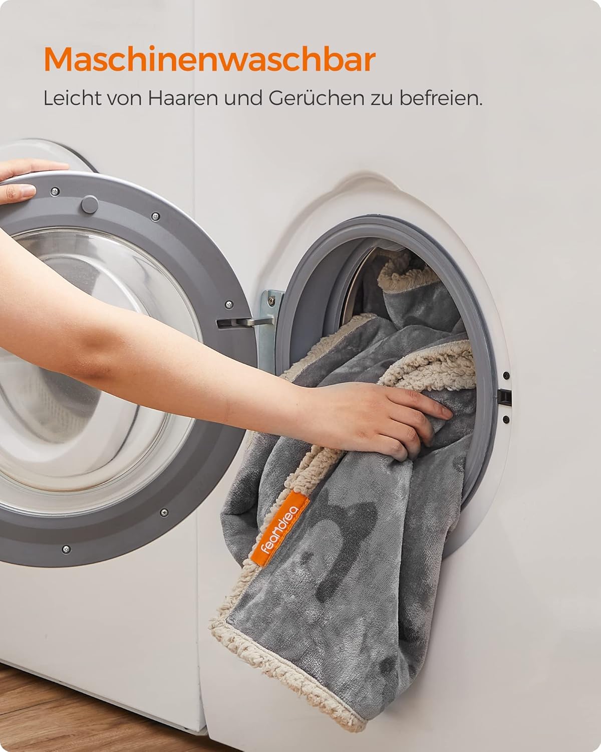 Feandrea Hundedecke wasserdicht Sherpa Fleece 101×73 cm Grau 63cm-203cm