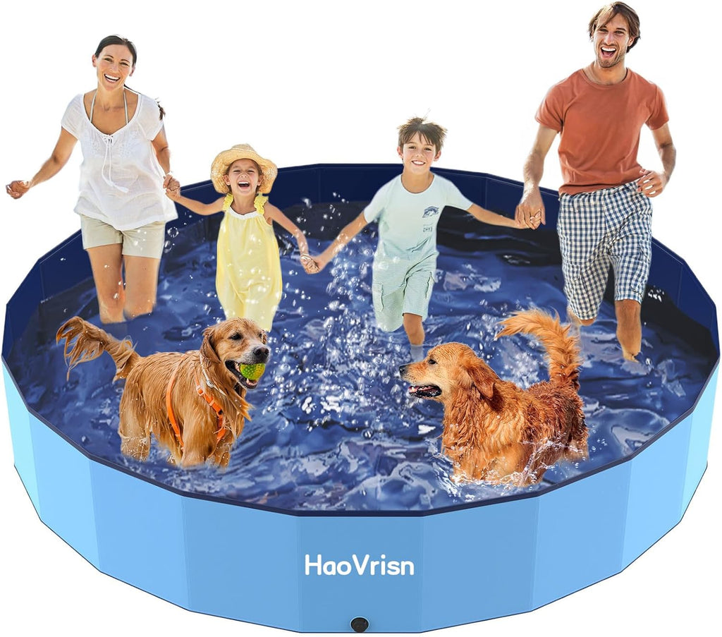 HaoVrisn Hundepool faltbar 120×30 cm PVC rutschfest mit Flicken Ablassventil 20c