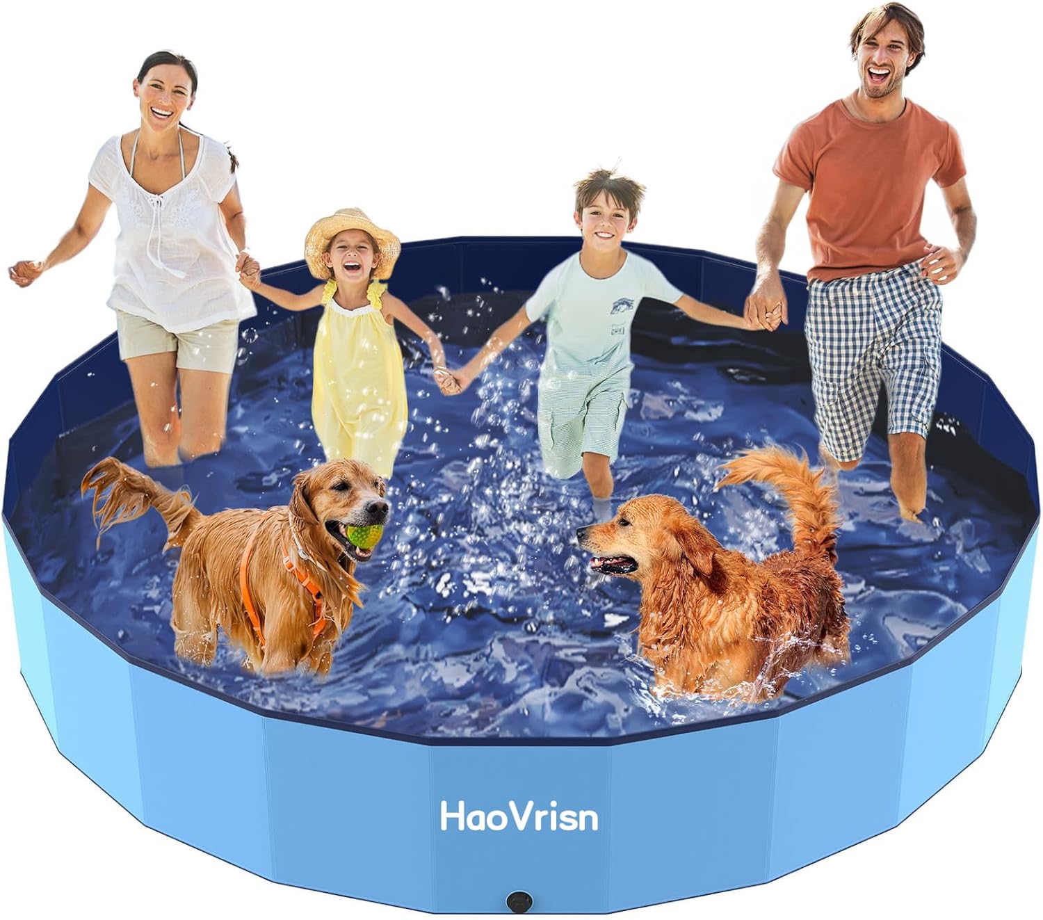 HaoVrisn Hundepool faltbar 120×30 cm PVC rutschfest mit Flicken Ablassventil 20c