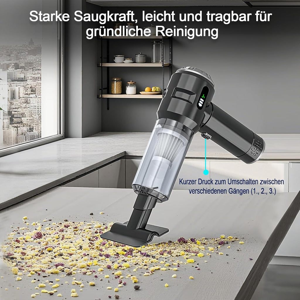 Akku Handstaubsauger 22000 Pa mit Blasfunktion Schwarz Gold
