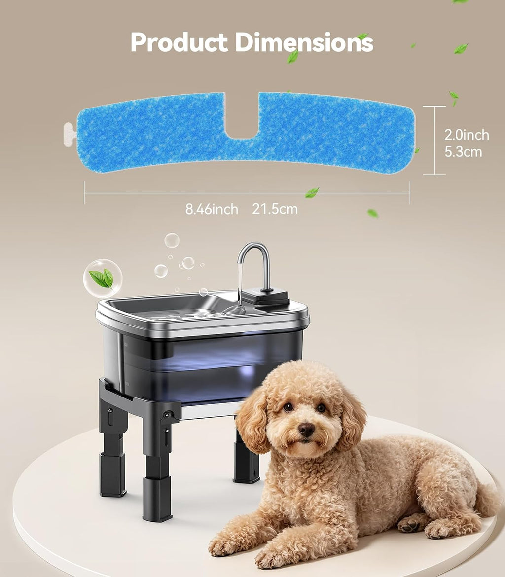 FEELNEEDY Hundetrinkbrunnen mit Edelstahlwanne, 3 Stufen Filterung