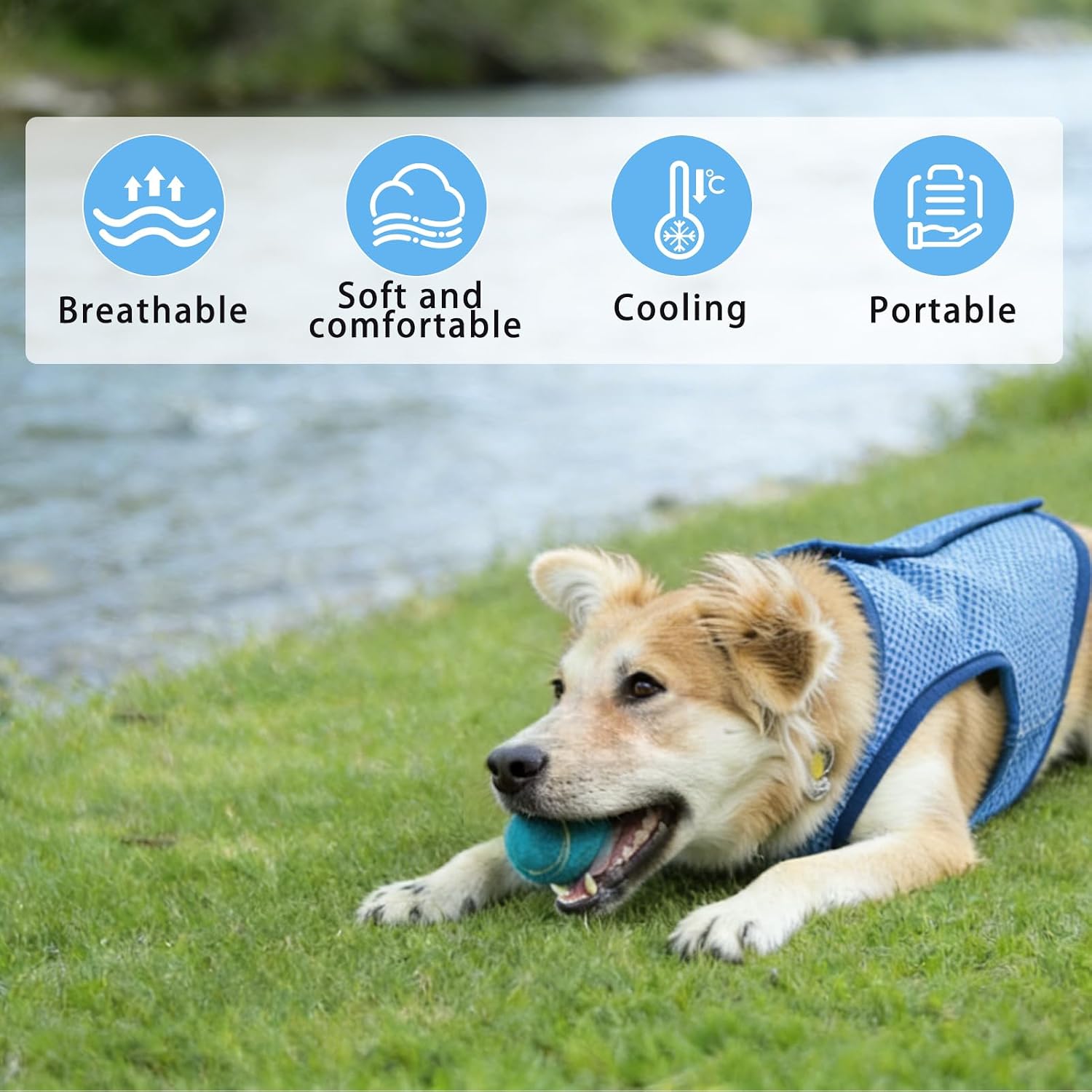 Kuehlweste Hund Sommer kuehlend atmungsaktiv Aermellos Hundemantel Groesse S