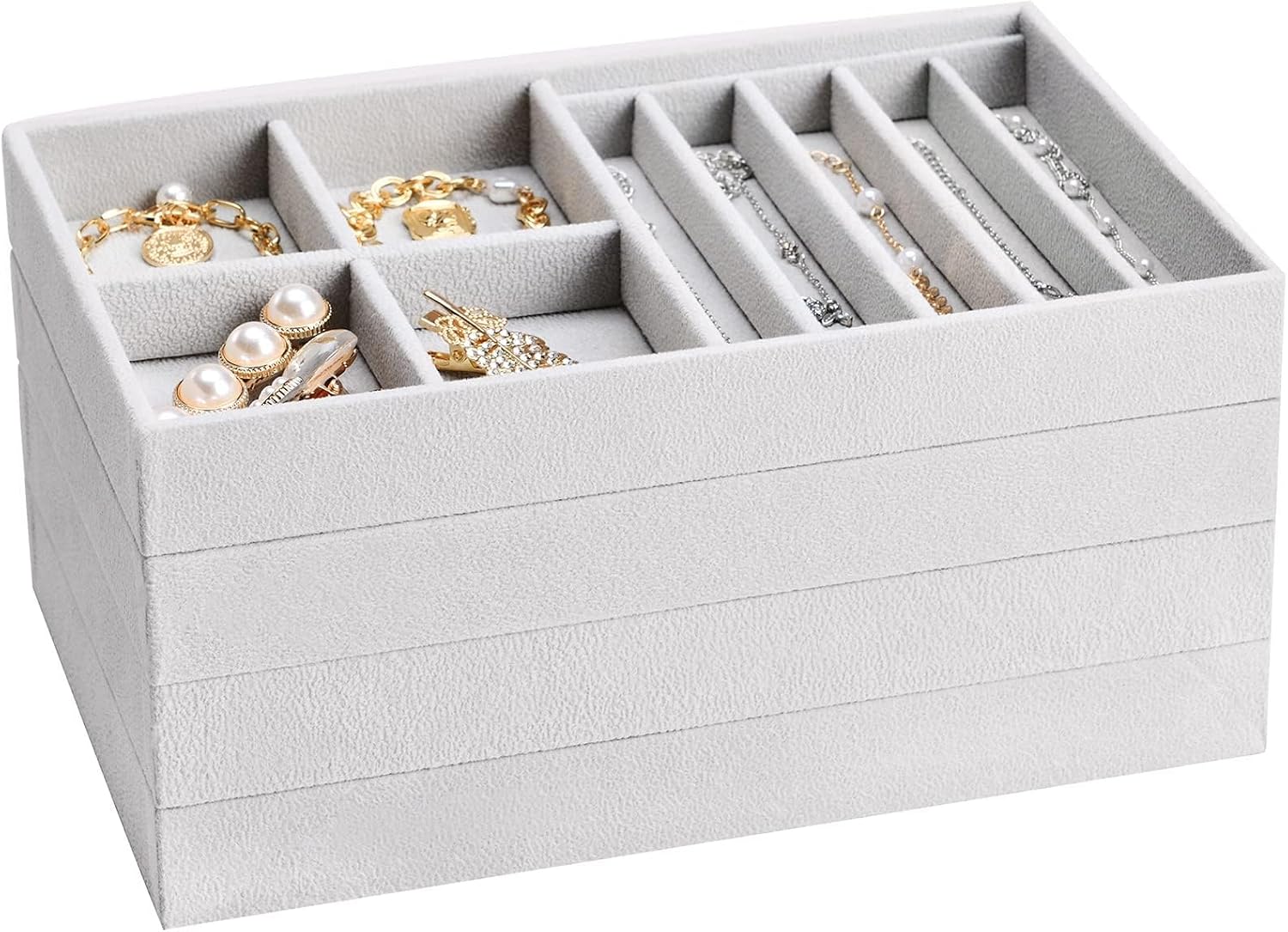 Procase Schmucktablett stapelbar mit 4 Schalen Schmuckaufbewahrung