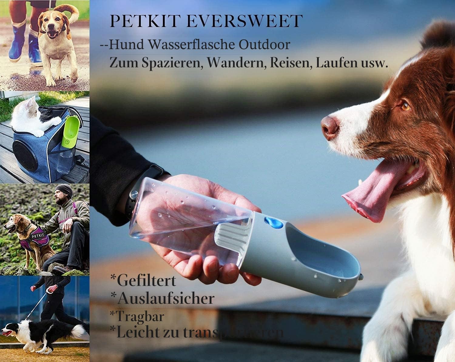 PETKIT Eversweet 400 ml tragbare Trinkflasche fuer Hunde und Haustiere, BPA frei