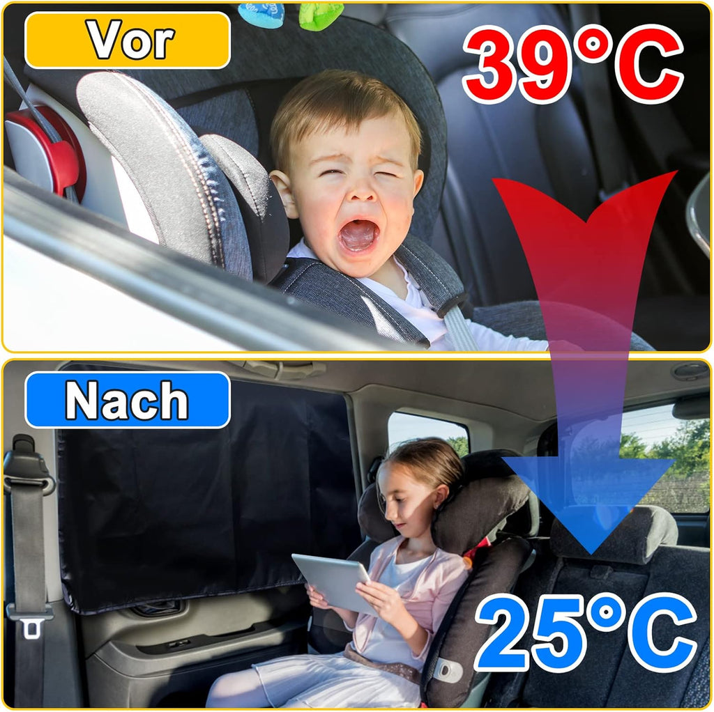 Lechin Sonnenschutz magnetisch Auto Vorhang 2er Set fuer Seiten- und Heckscheibe