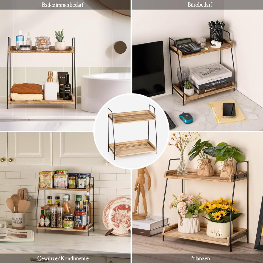 Kaffee Organizer Holz 2 Etagen Kaffeebar Kuechenregal Aufbewahrung