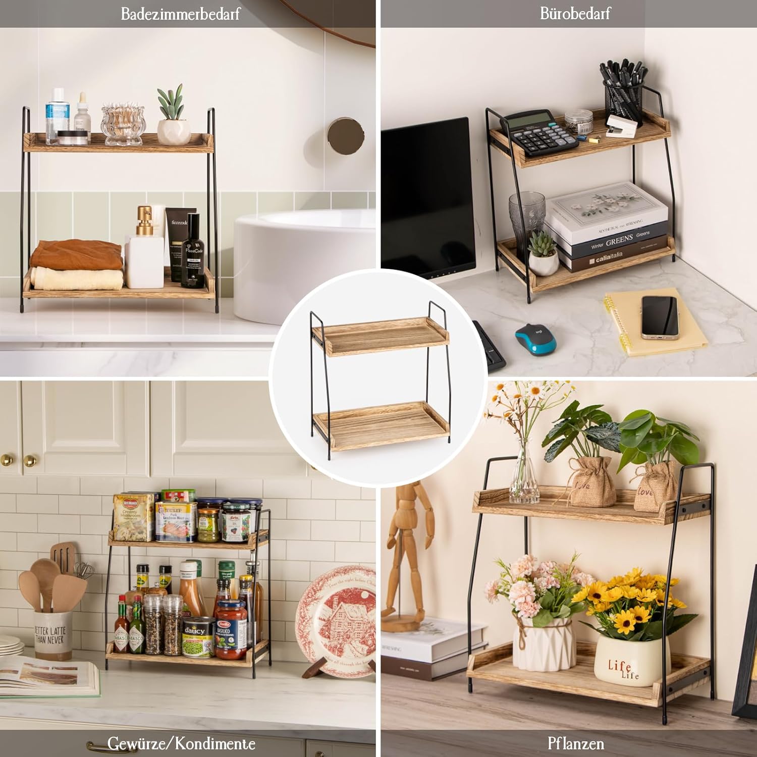 Kaffee Organizer Holz 2 Etagen Kaffeebar Kuechenregal Aufbewahrung