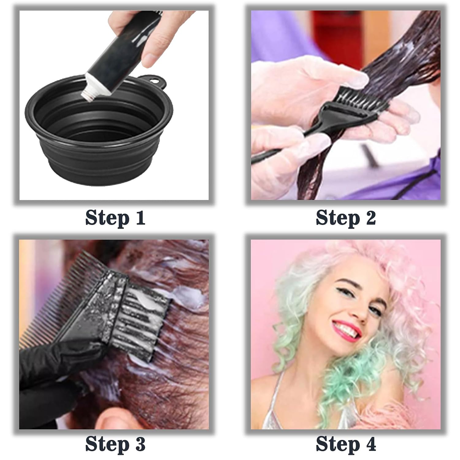 NEPAK Haarfaerbepinsel Set 24-teilig mit Schale und verschiedenen Pinseln