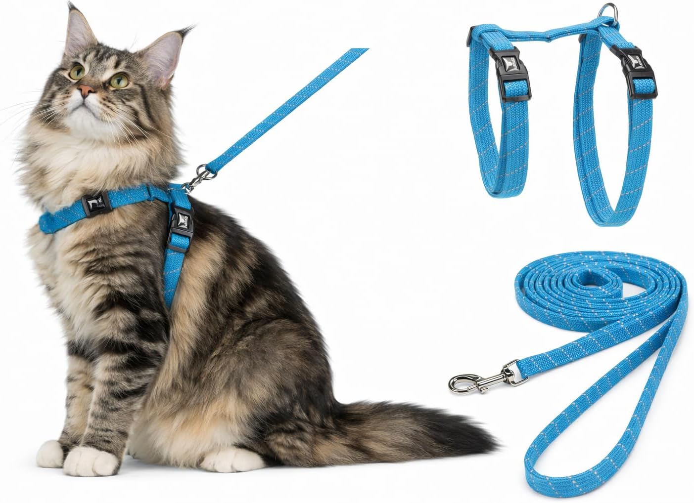 Elza Katzengeschirr verstellbar 22cm-32cm mit 110cm reflektierender Leine