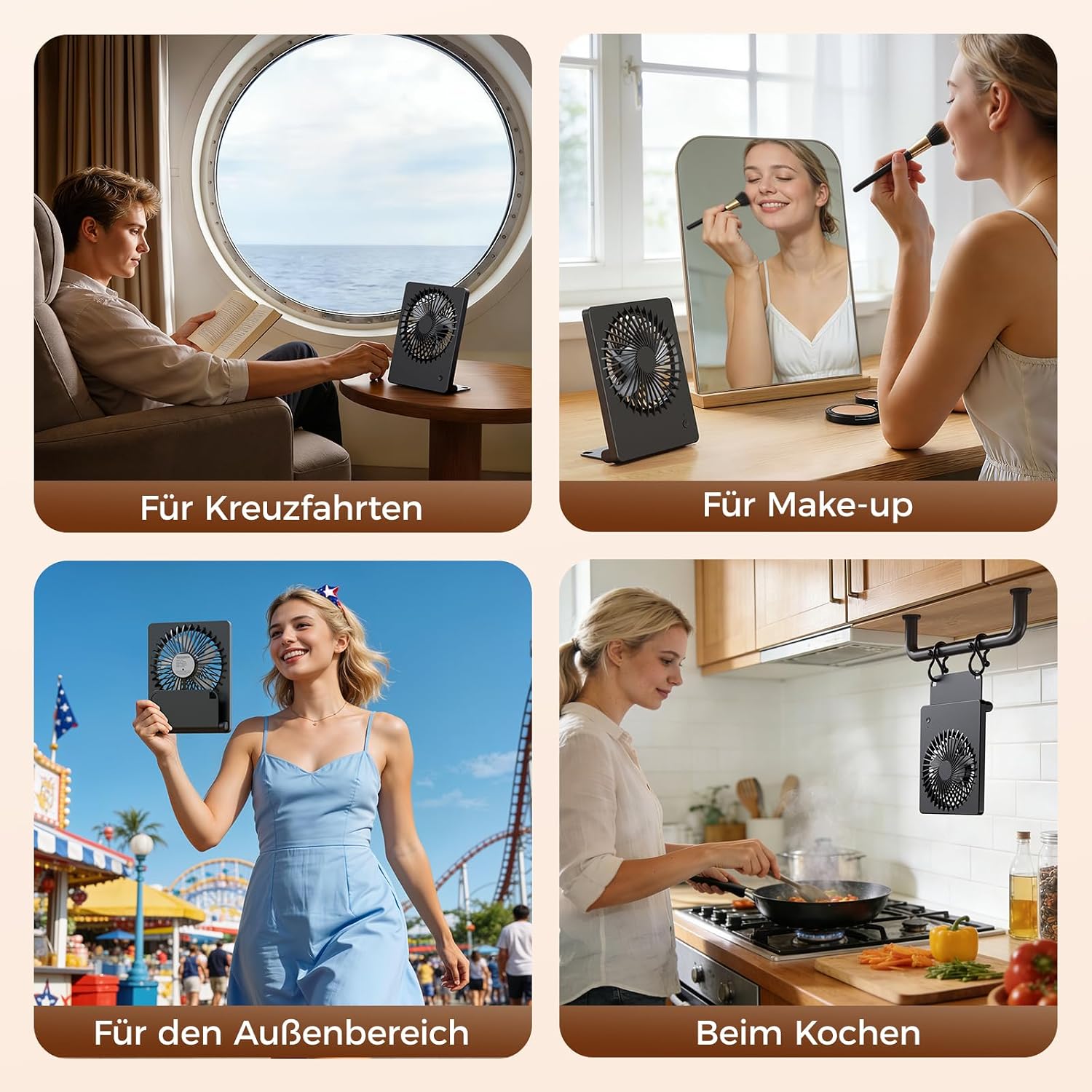 TriPole Tischventilator Akku 2000mAh, 3 Stufen, 30dB, 180° verstellbar