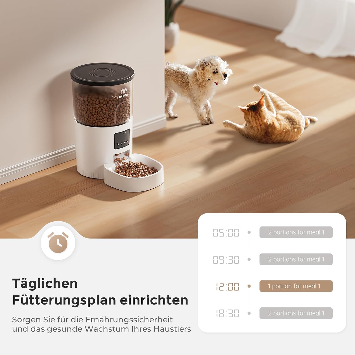IMIPAW Futterautomat fuer Katzen 3L mit Timer fuer 1 bis 10 Mahlzeiten
