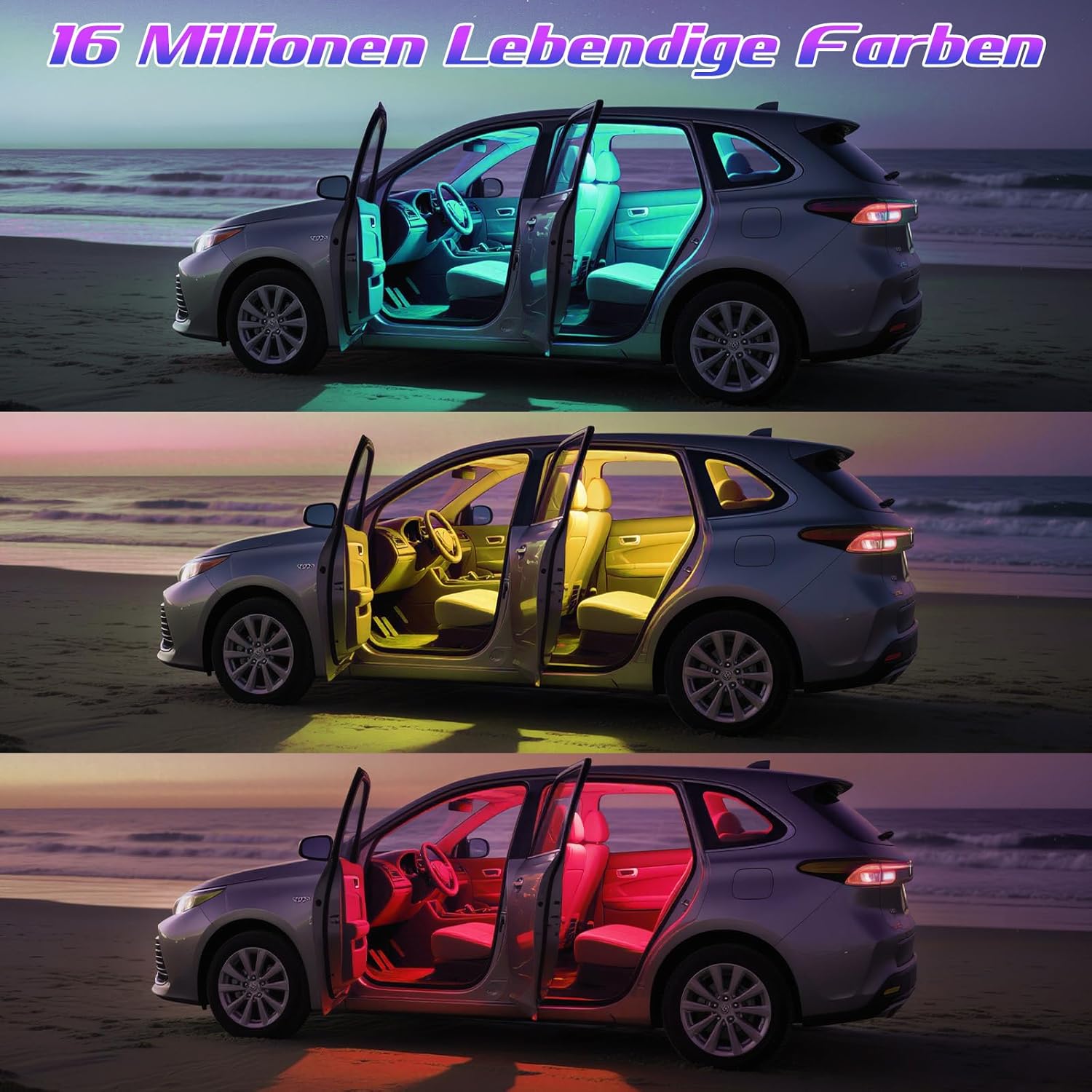 Winzwon Auto LED Ambientebeleuchtung mit App Steuerung 16 Mio Farben